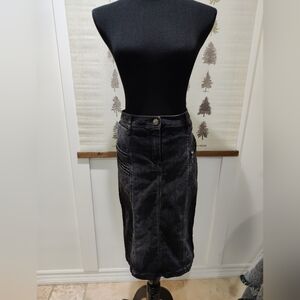 Betty Barclay Elements Black Acid Wash DenimSkirt Rhinestone Union Jack - 12